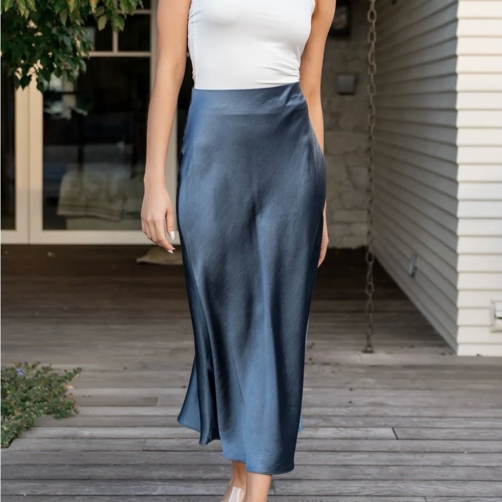 NWOT Baltic Born slate blue satin skirt